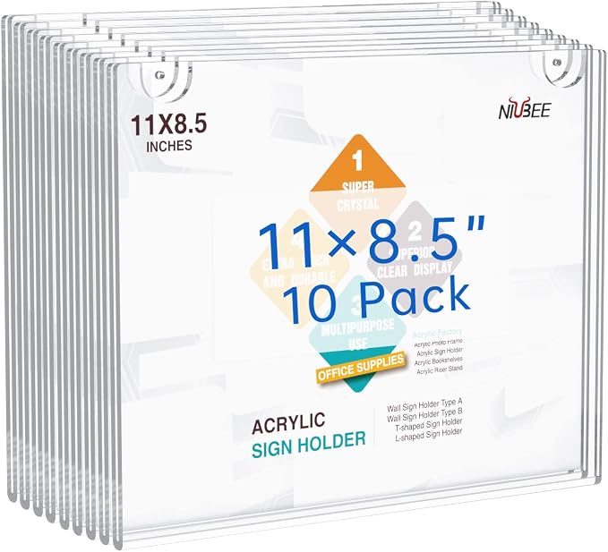 NIUBEE 10-Packs 8.5x11 Sign Holder Horizontal by NIUBEE
