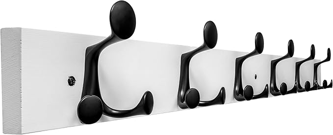 SKOLOO 36-Inch White Wood Coat Rack Wall Mount with 6 Triple Hooks - Ideal for Family Entrances, Classrooms, and Pet Supplies Storage - Perfect Coat Hooks for Wall-DeskLoop Office