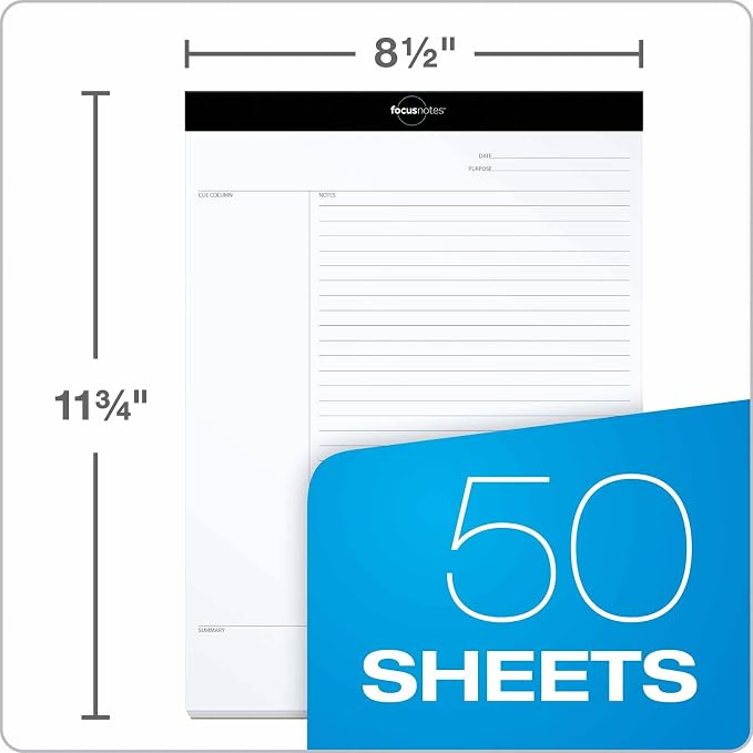 Oxford FocusNotes Writing Pad, 8.5 x 11 Sheets, Guided Note, Cue & Summary - Image 6