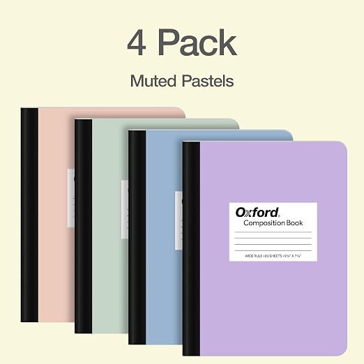 Oxford Composition Notebooks, 4 Pack, Wide Ruled, 7.5 x 9.75 Inches, 80 Sheets - Image 2