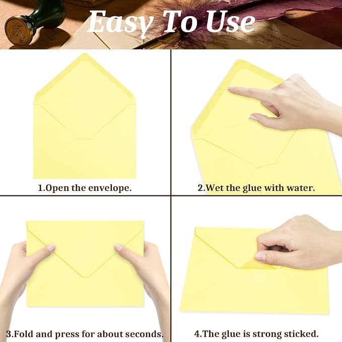 200 Pack A7 Envelopes, Light Yellow Greeting Card Envelopes Self Seal, 5.24 x - Image 4