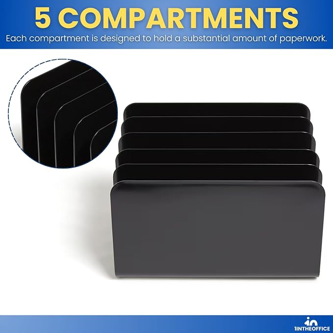 1InTheOffice Inclined Desktop File Organizer, Plastic Desk File Sorter - Image 4