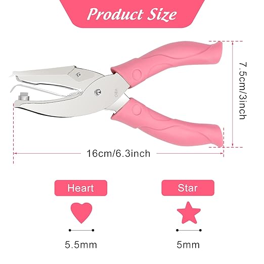 2 Pieces Heart and Star Handheld Hole Paper Punch Metal Single Hole Paper Punch - Image 2