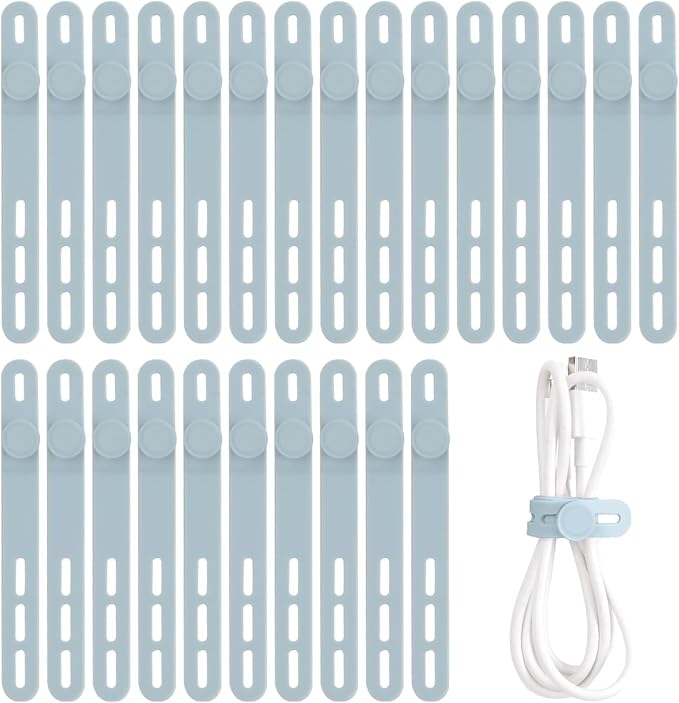 Oligei 25 Pcs Silicone Cable Ties, Cable Ties Reusable, High Elasticity Cord by Oligei