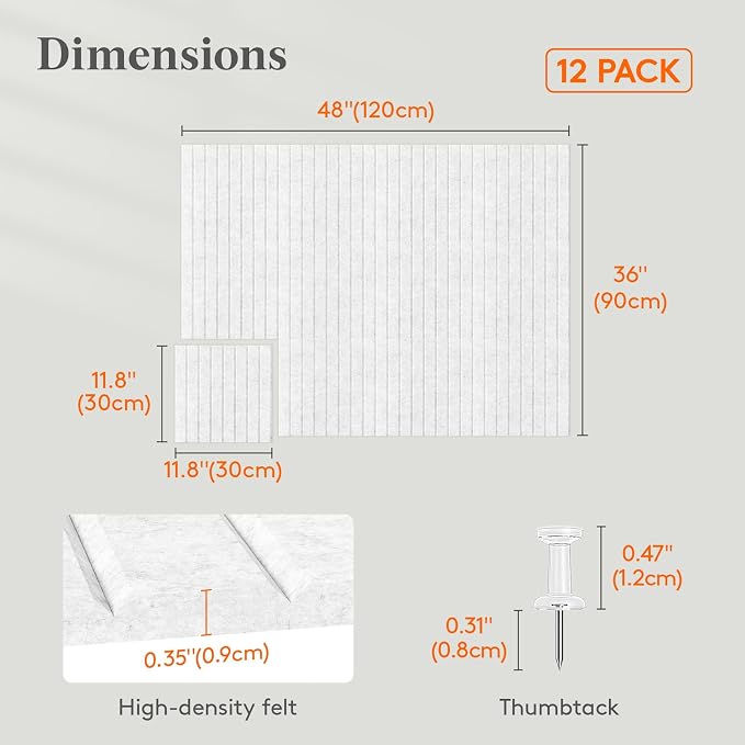 Lifewit Felt Slatted Bulletin Board, 12 Pack Self-Adhesive Panel, Cork Board - Image 3