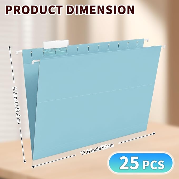 25-Pack Hanging File Folders, Letter Size, Includes 35 Transparent Label Cards - Image 4