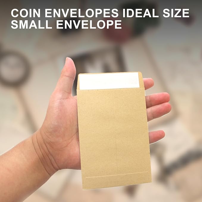 100 Pack Kraft Small Coin Envelopes, 3.23"4.53", Fully Sealed Seed Envelopes; - Image 3
