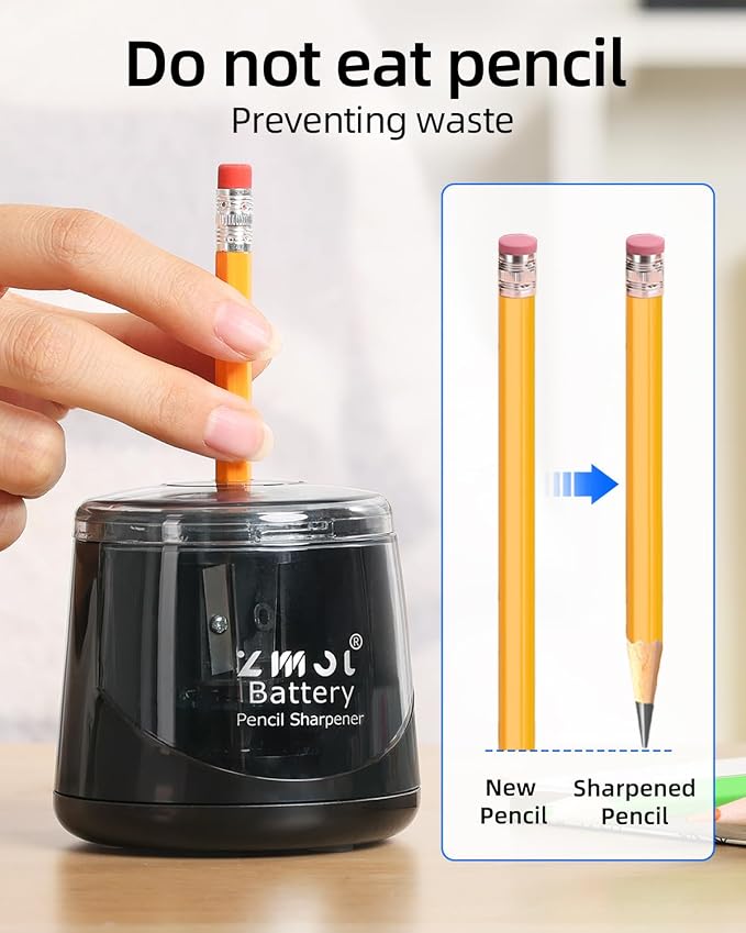 ZMOL Battery Powered Electric Pencil Sharpener, Small Battery Operated Colored - Image 6