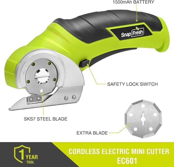 SnapFresh Cordless Electric Scissors, 4V Electric Mini Box Cutter, Carpet & - Image 7