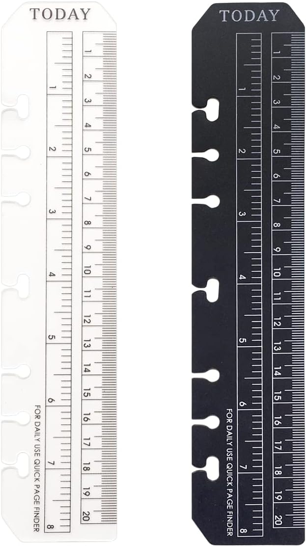2 Pack A5 6 Holes Page Marker Ruler Plastic Binder Ruler Divider Ruler by Zelten