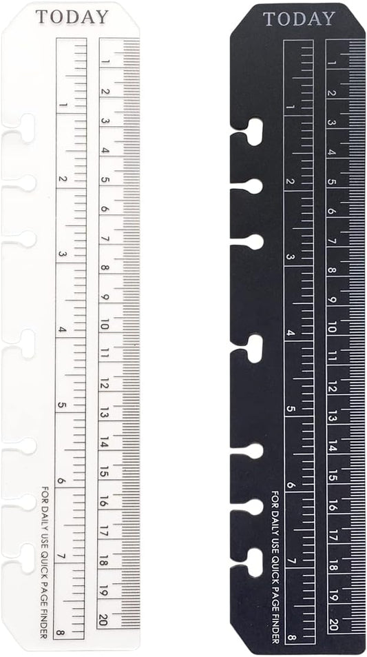 2 Pack A5 6 Holes Page Marker Ruler Plastic Binder Ruler Divider Ruler by Zelten