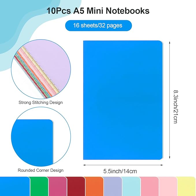 BESARME 10 Pcs A5 Lined Notebook Bulk, A5 Journaling Notebooks End of Year Gifts - Image 2