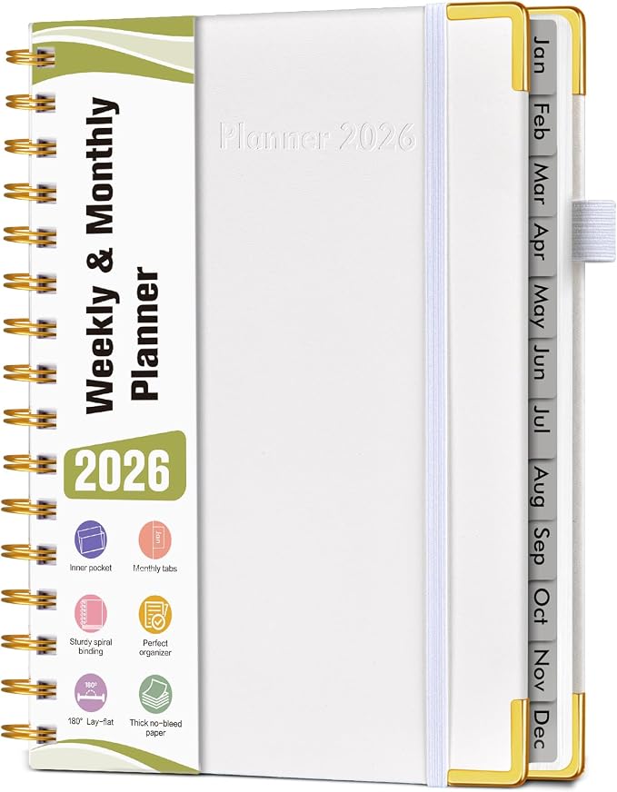 2026 Planner, Hardcover Leather Weekly and Monthly Planner, January 2026 by Unknown
