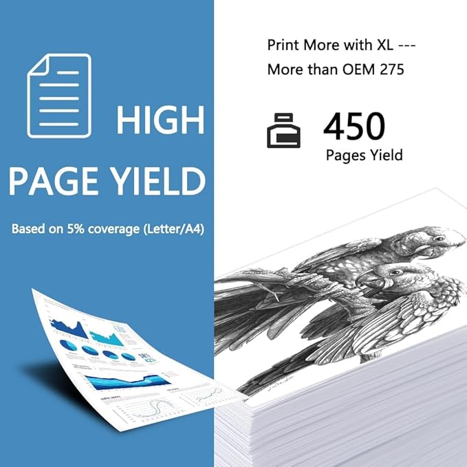 275XL Black Ink Cartridge Remanufactured Replacement for Canon PG-275XL PG-275 275 275XL Black use for PIXMA TR4720 TR4700 TR4722 TS3522 TS3520 TS3722 Printer Ink Cartridges, 1 Pack-DeskLoop Office