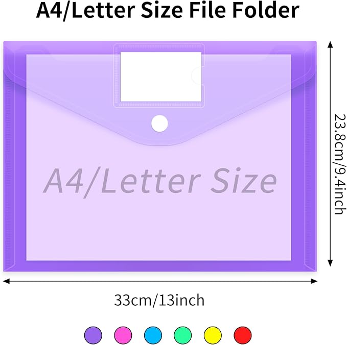 EOOUT 12pcs Plastic Envelopes Poly Envelopes, Hook & Loop Closure File Folders - Image 2