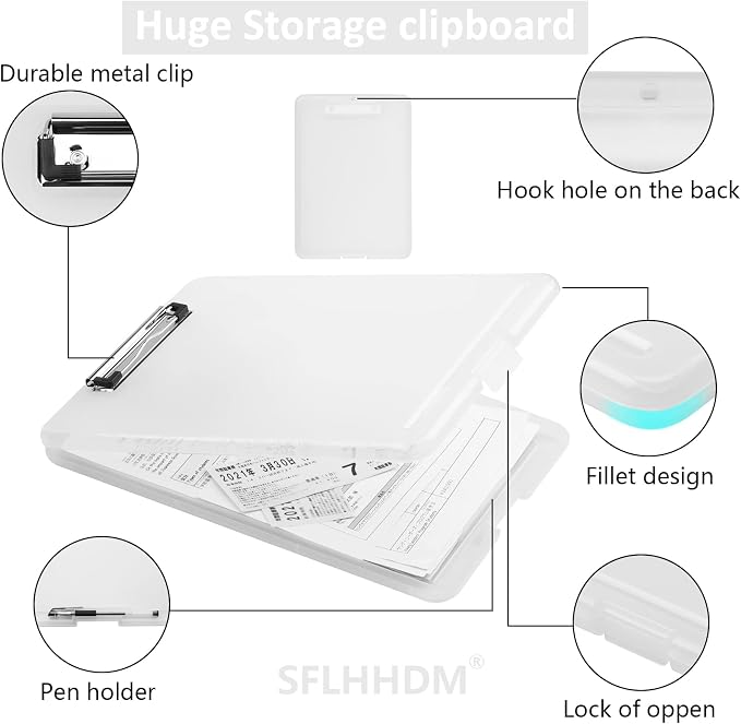 Clipboard with Storage, Storage Clipboard with Clip, Clipboards Foldable - Image 5