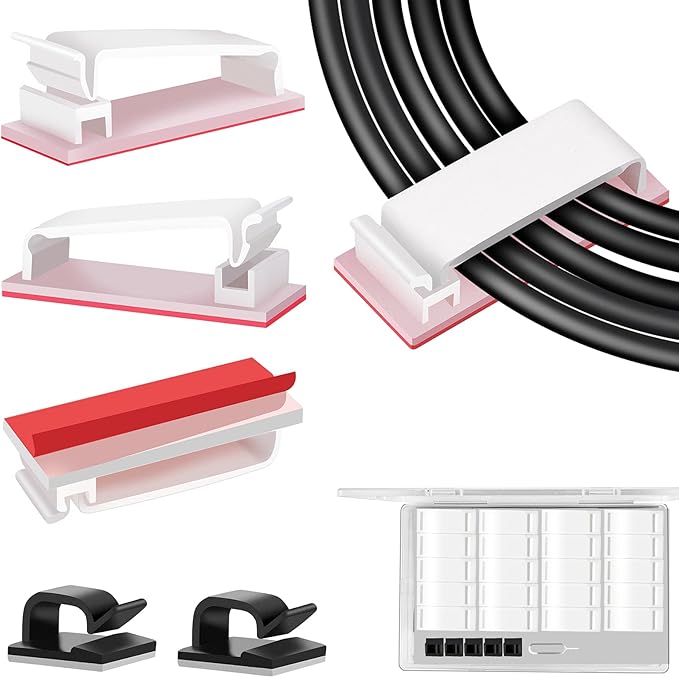 Under Desk Cable Management Clips, Wire Organizer Clips by TidyHelper