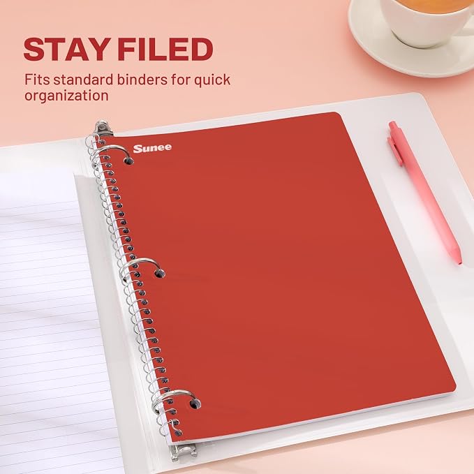 SUNEE Spiral Notebooks, 3 Pack, College Ruled Paper, 70 Sheets per Notebook - Image 3