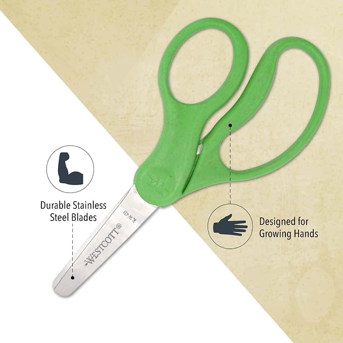 Westcott Kids Scissors 12-Pack, Left & Right Handed, Recycled Eco-Friendly - Image 3