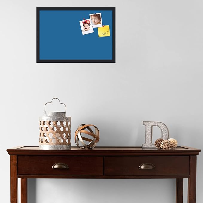 PinPix 22x15 Inch Cork Bulletin Board. This Decorative Framed Pin Board Comes with Navy Pastel Design and a Satin Black Frame. Ideal for Home Office Decor or Message Board (PinPix-1811)-DeskLoop Office