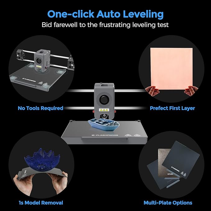 FLASHFORGE Adventurer 5M 3D Printer,600mm/s Max High-Speed FDM 3D Printers with Fully Auto Leveling, 280°C Direct Extruder with Quick Detachable Nozzle, Effective Cooling, Core XY Structure-DeskLoop Office