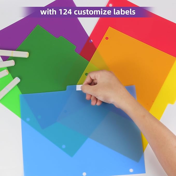 Colorful Binder Dividers with Tabs, Plastic Index with 5-Tabs, - Image 7