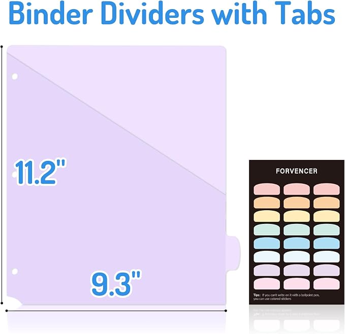 Forvencer 48 Count Dividers for 3 Ring Binder, 8 tabs Binder Dividers - Image 2