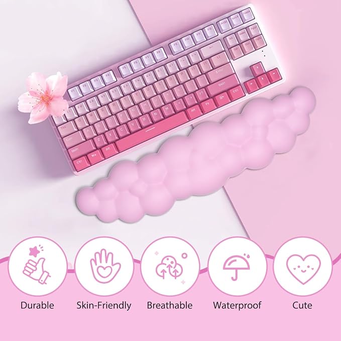 JIKIOU Upgrade Leather Cloud Keyboard Wrist Rest, Cloud Wrist Rest - Image 4