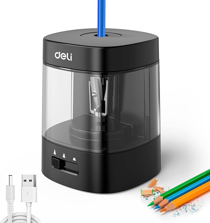 Deli Electric Pencil Sharpener, Automatic Pencil Sharpeners by delioffice