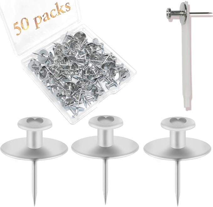 50 PCS Picture Hanger Nails, Double Headed Push Pins Hooks Thumbtacks by Hoaisun