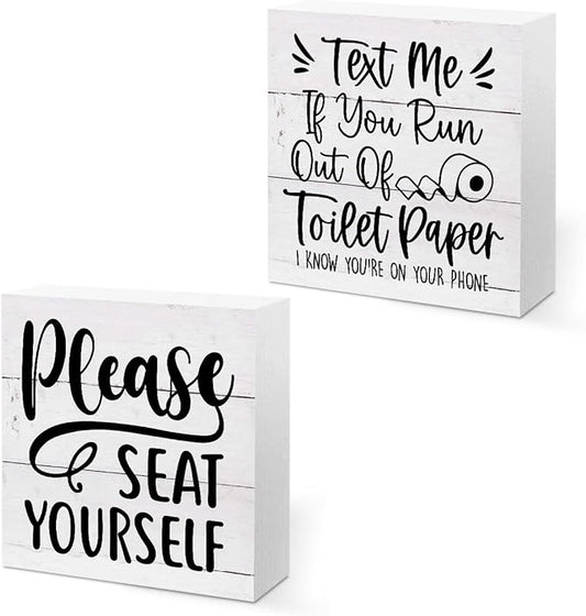 CQM 2 PCs Funny Bathroom Decor, Humorous Bathroom Decorative Sign, Rustic by Unknown