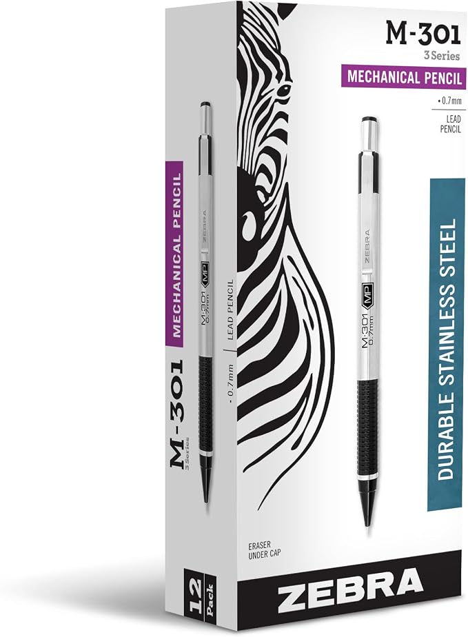 Zebra Pen, M-301 Mechanical Pencil, 0.7mm Point, Stainless Steel Barrel by ZebraPen
