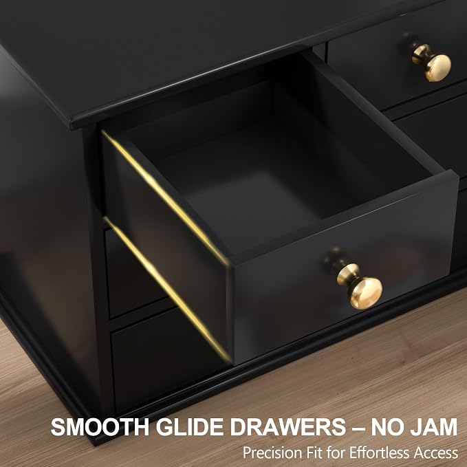 Oak Desk Organizer with Drawers, Durable Wooden Desktop Storage Box with Metal - Image 6