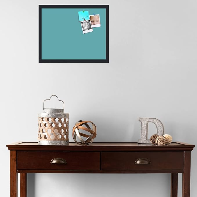 PinPix 20x16 Inch Cork Bulletin Board. This Decorative Framed Pin Board Comes with Aqua Pastel Design and a Satin Black Frame. Ideal for Home Office Decor or Message Board (PinPix-1806)-DeskLoop Office