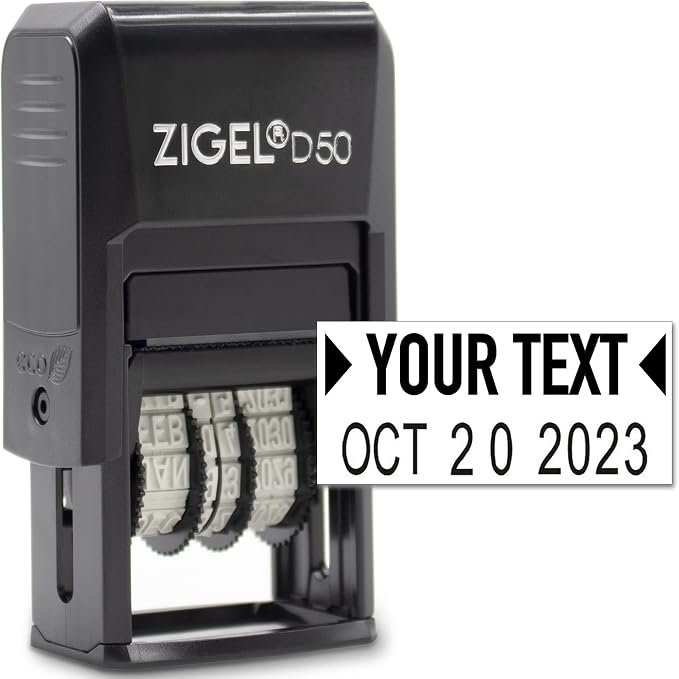 ZIGEL D50 Date Stamp with Your Custom Text by ZIGEL