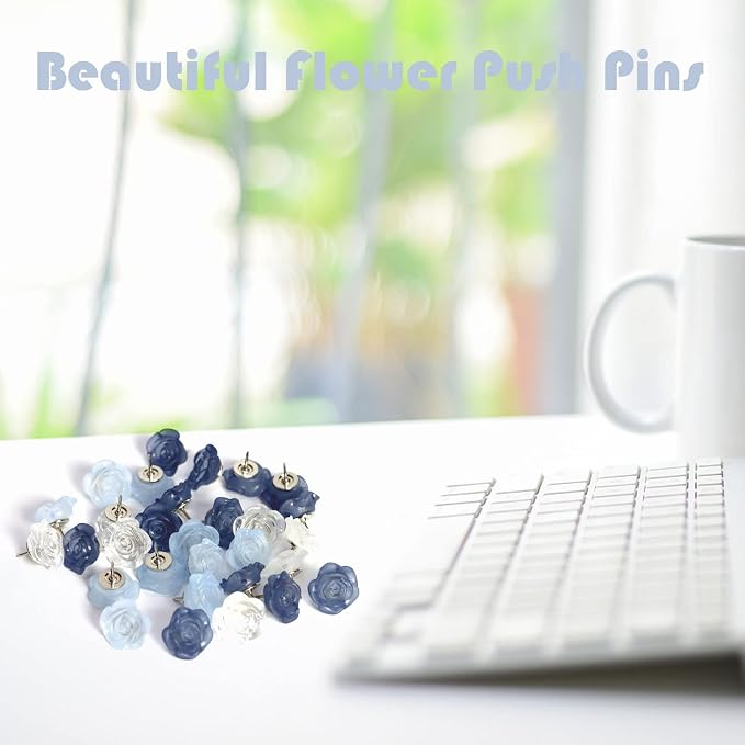 30 Pcs Flower Push Pins Cute Rose Decorative Push Pin - Image 4