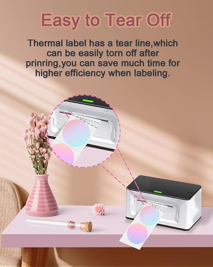 3 inch Round Thermal Labels, Thermal Printer Labels use for Barcode, Shipping, Customized, Circle Direct Thermal Stickers 500 Labels for Printer, 3 Color-DeskLoop Office