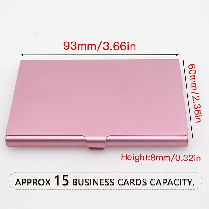 2-Pack Pink Aluminum Business Card Holder Slim Flip Pocket Case | aluminum - Image 2