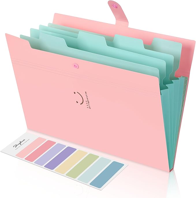 SKYDUE Expanding File Folder 5 Pockets, Skydue Letter A4 Paper Accordion by SKYDUE