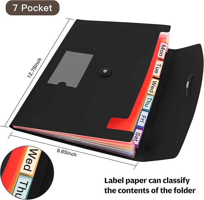 4 Pack 7-Pocket Expanding File, Plastic Expandable File Folder - Image 2