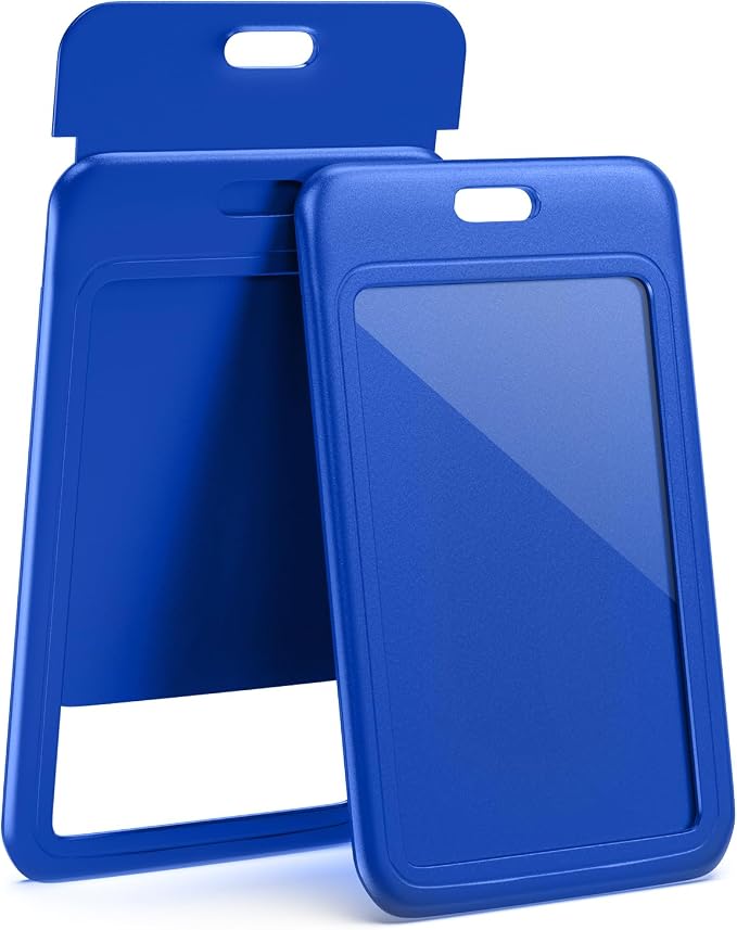 JINEASY ID 10 Pack Plastic ID Badge Holder Vertical Hard ID Card Holders - Image 2