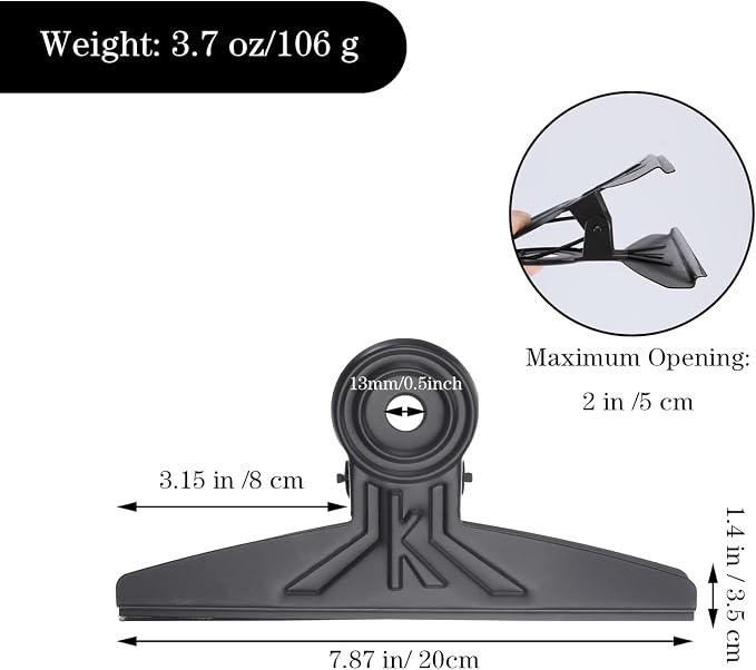 Extra Large Bulldog Clips, 5 Pack Metal Binder Clips Jumbo 7.9 Inches, Paper - Image 2