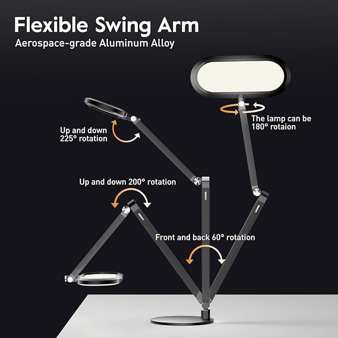 Eye-Caring Desk Lamp for Home Office – LED Soft Light with Knob Remote, Stepless Dimming & Color, Memory, Metal Table Lamp for Zoom, Studying, Video Conference, Flicker-Free, Glare-Free-DeskLoop Office