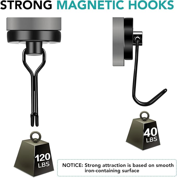 DIYMAG Magnetic Hooks, 120LBS Heavy Duty 4 Pack 2026 Cruise Ship Essentials | - Image 4