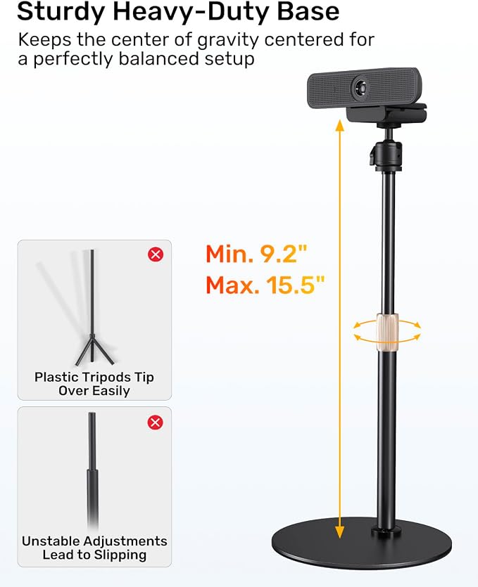 Upgraded Webcam Stand for Desk, Telescopic Webcam Tripod Mount - Image 4