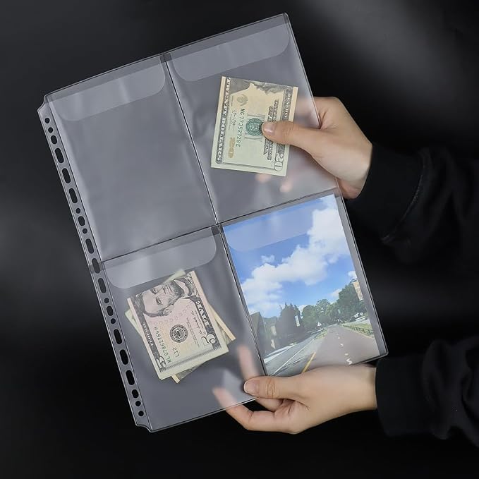 Mogoostry A4 Binder Pockets Zipperless Cash Envelopes 4 Pocket Binder Sleeves - Image 4