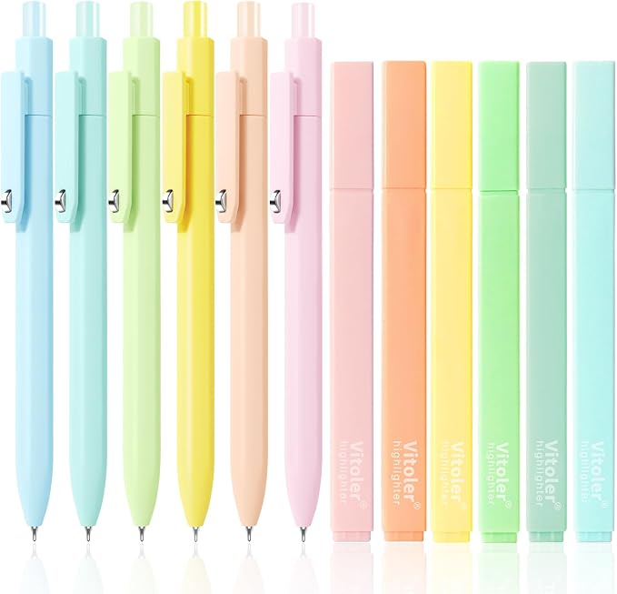 Piochoo Aesthetic Highlighters and Gel Pens, Chisel Tip Bible Highlighters and by Piochoo