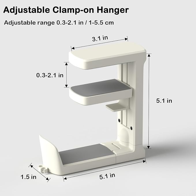 Headphone Hook - Adjustable Clamp-on Headphone Holder, Under Desk Gaming - Image 4