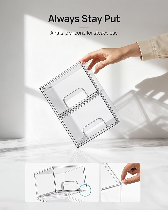 Vtopmart 8 Pack Small Clear Stackable Storage Drawers, Acrylic Bathroom Makeup - Image 6