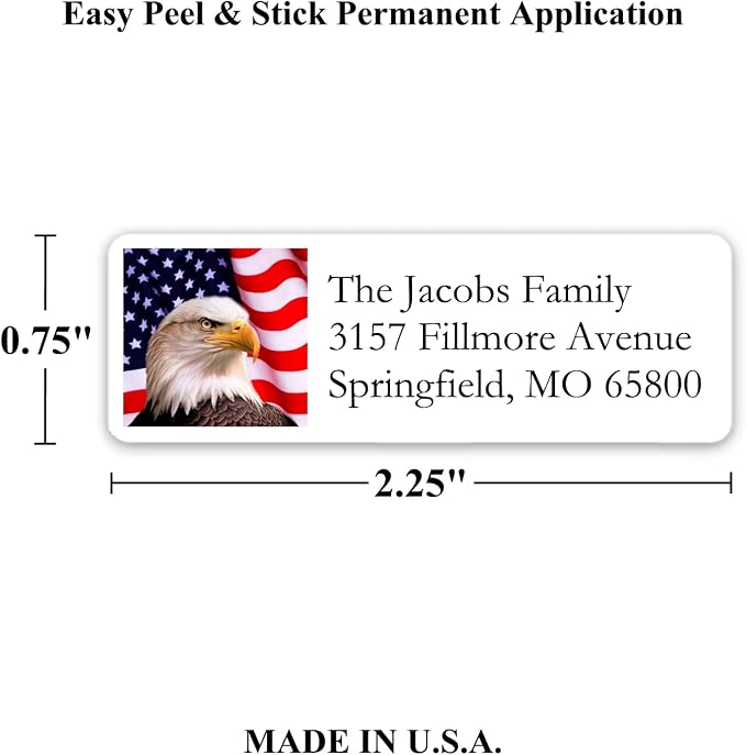 Return Address Labels American USA Flag & Eagle - Image 2
